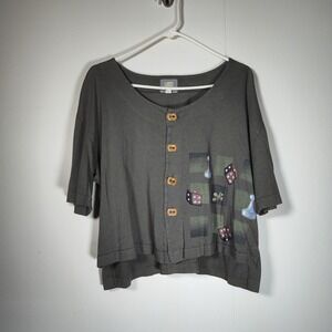 Blue Fish Vintage 2001 Hand Printed Cotton Crop Top Game Pieces Pawn Dice